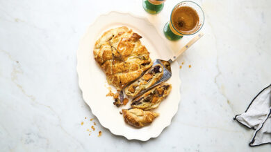 Tresse feuilletée champignons, butternut Gorgonzola