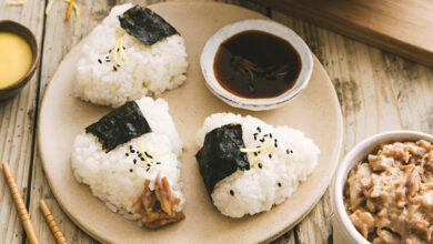 Onigiris rillettes blanquette de veau