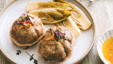 Paupiettes de veau, coquillettes risotto