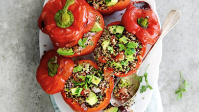 Poivrons farcis quinoa avocat