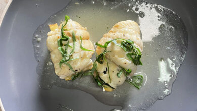 Roulé de limande pommes basilic