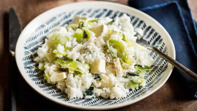 Risotto bûchette de chèvre affinée poireaux
