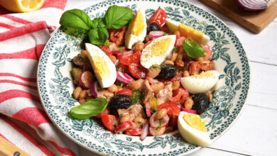 Salade niçoise revisitée cocos tomates confites