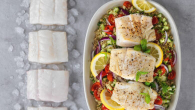 Skrei norvégien, quinoa chutney menthe