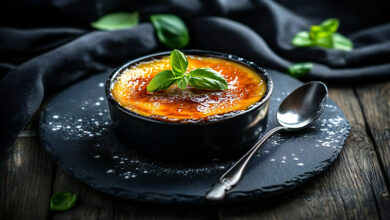 Crème brûlée basilic