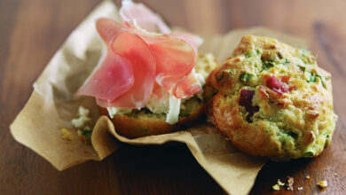 Muffins jambon de Parme, épinards fromage de chèvre