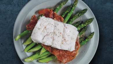 Skrei poché jambon cru