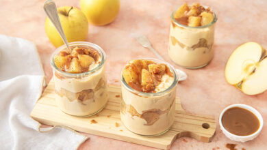 Verrines de Floraline® compotée de pommes et caramel