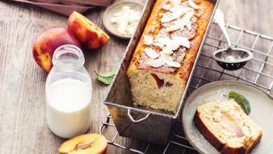 Cake sans farine, amande nectarines