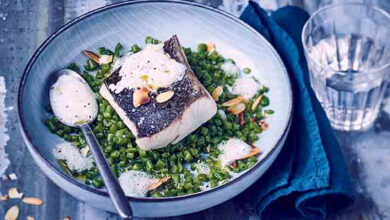 Pavé de maigre lait d’amande haricots verts