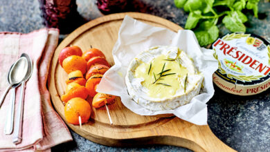 Camembert barbecue aux fruits frais rôtis