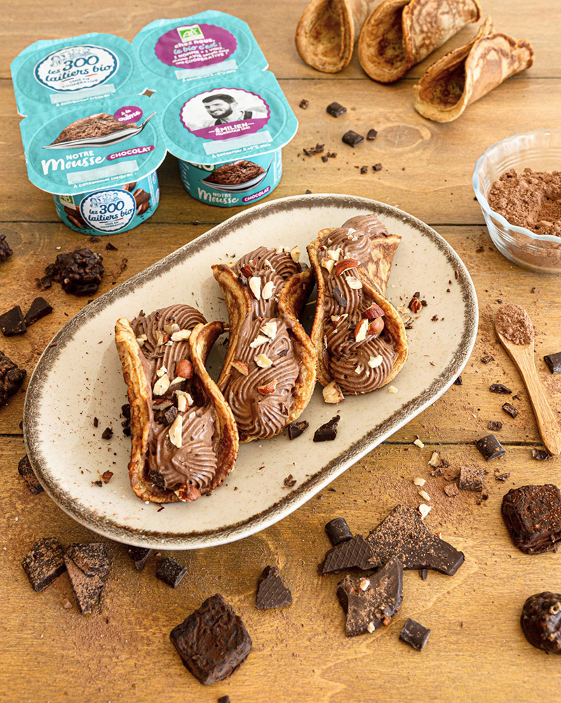 Pancakes façon tacos mousse au chocolat