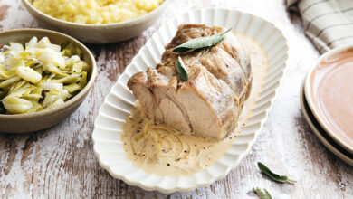 Rôti de veau mijoté vin blanc