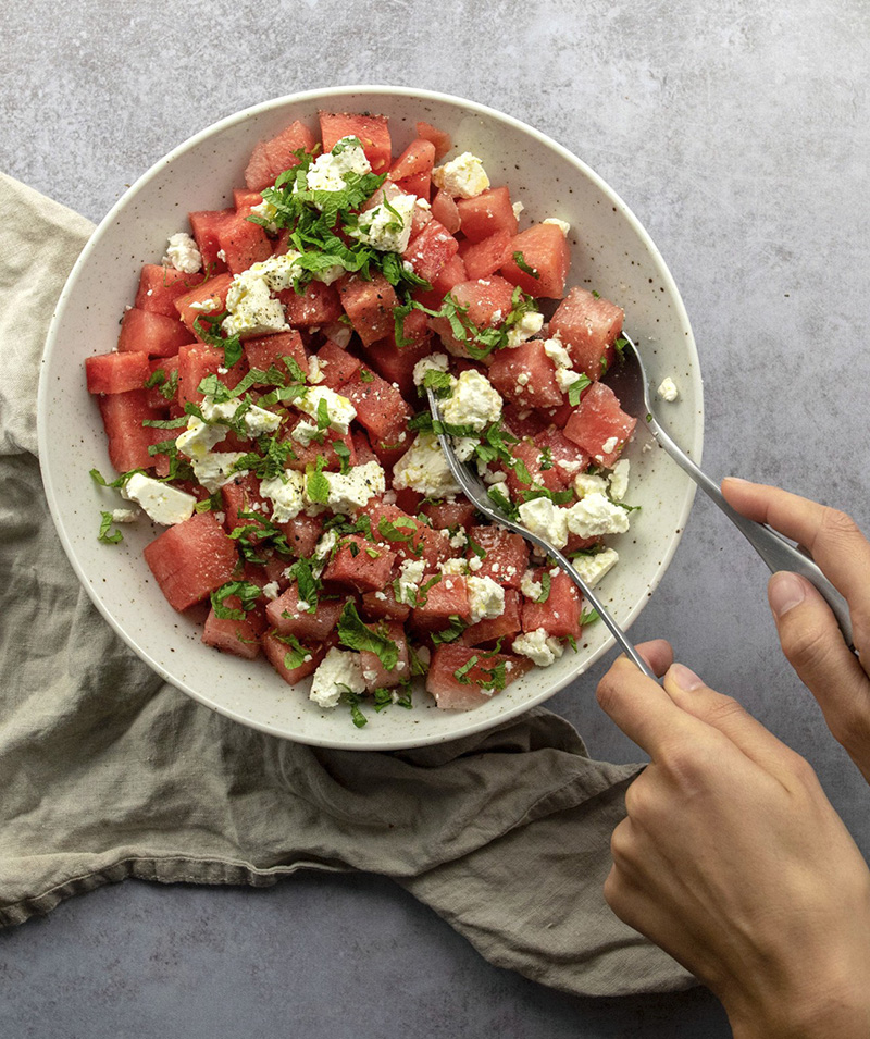 Salade feta pastèque