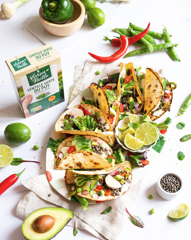 Tacos lentilles vertes du Puy