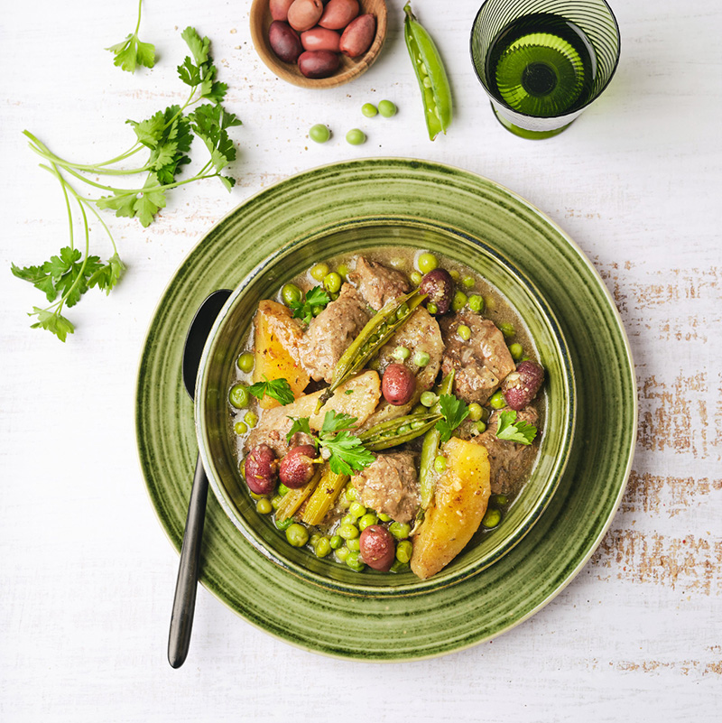 Tajine d’agneau fenouil, petits pois pommes de terre