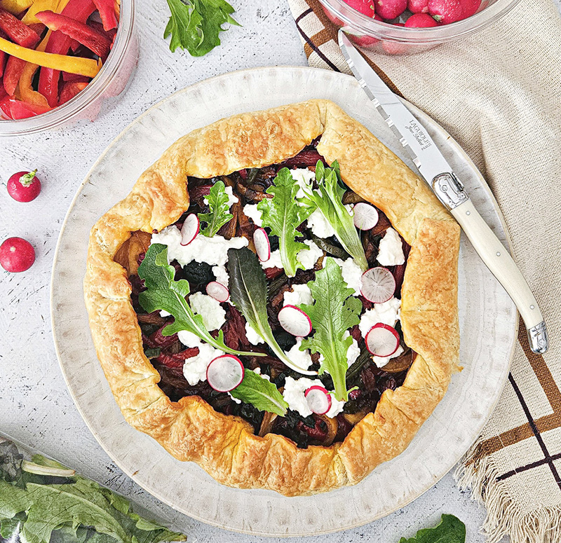 Tarte rustique poivrons prêts à l’emploi chèvre frais