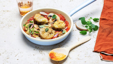 Grondin poêlé champignons sauce tomate