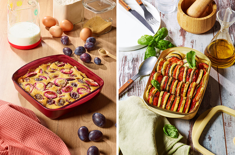 Pebbly plats à four borosilicate