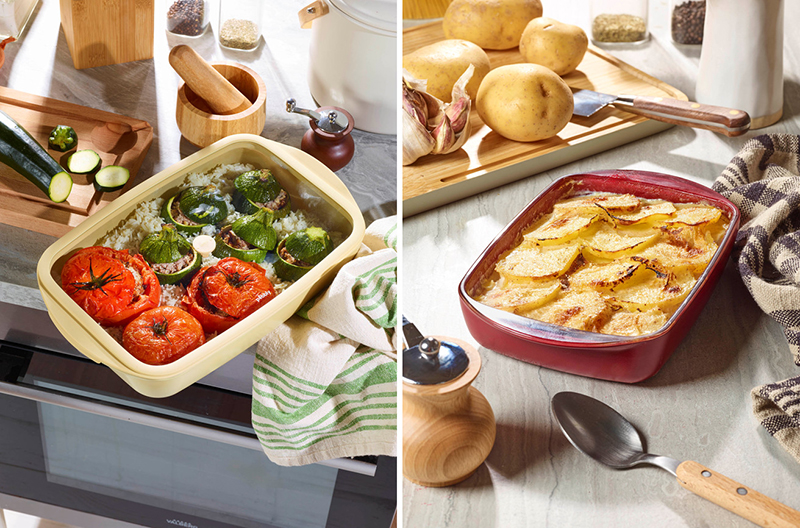 Pebbly plats à four borosilicate