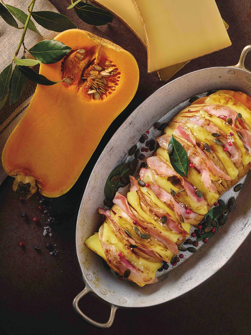 Butternut Hasselback Beaufort AOP pancetta