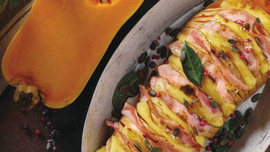 Butternut Hasselback Beaufort AOP pancetta