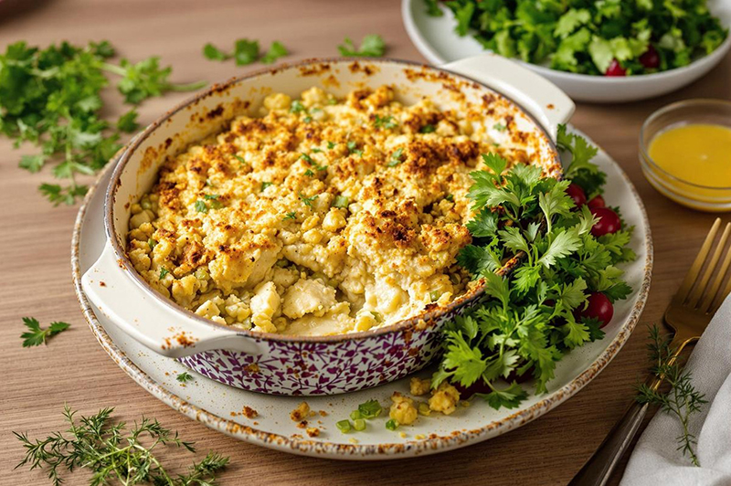 Crumble de cabillaud poireaux quinoa