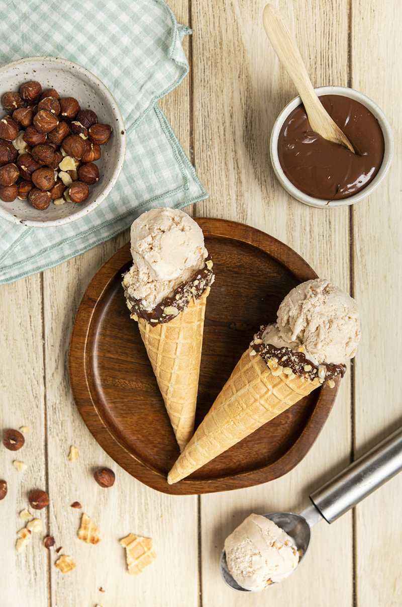 Glace noisette maison cône gourmand Crème d’Isigny A.O.P.