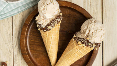 Glace noisette maison cône gourmand Crème d’Isigny A.O.P.