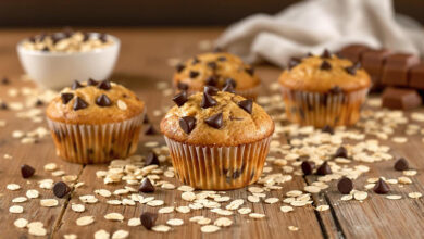 Muffins flocons d’avoine pépites de chocolat