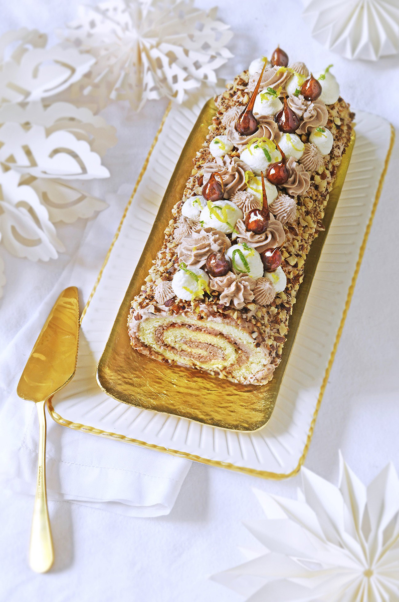Bûche citron praliné