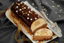 Bûche de Noël chocolat, praliné spéculoos