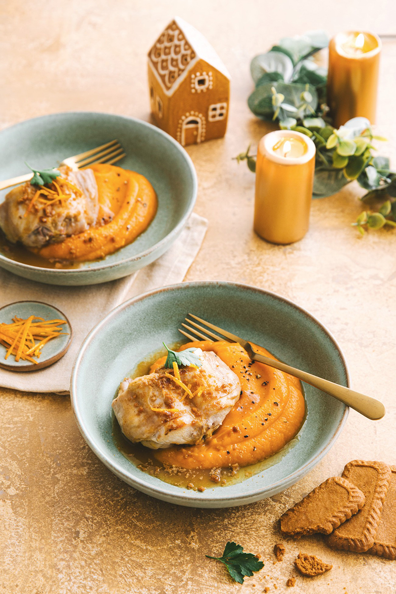 Demi-râbles de lapin, sauce à l’orange spéculoos