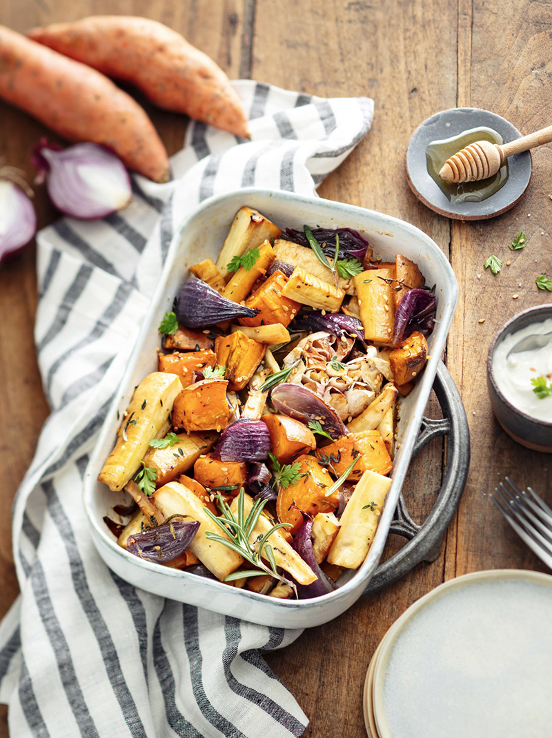 Légumes rôtis, sauce tahin