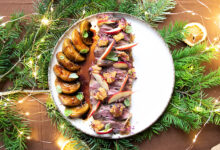 Magret de canard farci, sauce pommeau pomme