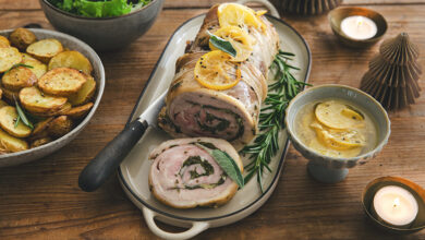 Poitrine d’agneau porchetta