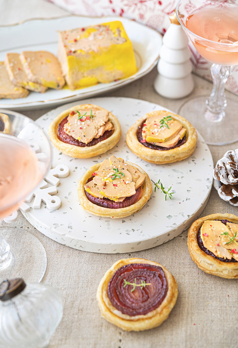 Tartelettes tatin oignons rouges Foie Gras