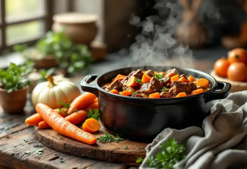 Joues de bœuf grand-mère, mijotées aux carottes