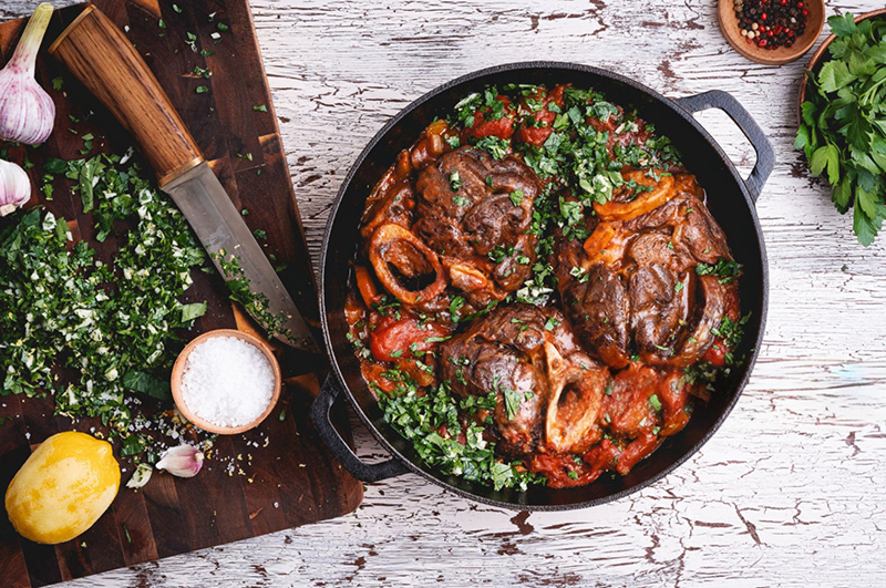 Osso buco de veau braisé sauce verte gremolata