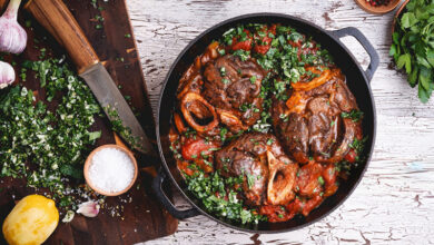 Osso buco de veau braisé sauce verte gremolata