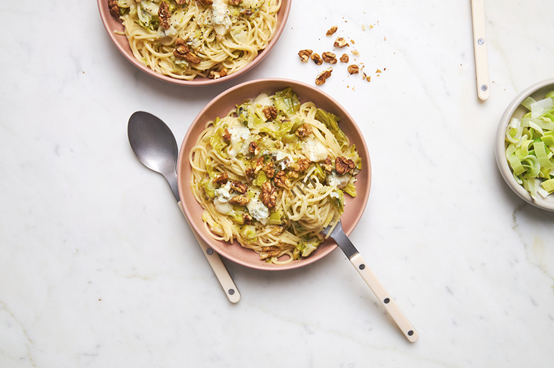 Pâtes poireaux sauce gorgonzola