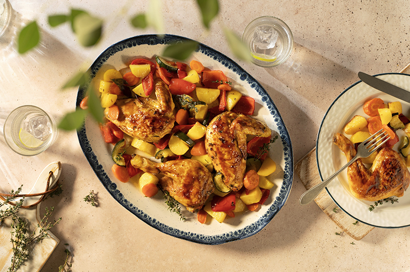 Poulet rôti aux herbes sauce soja sucrée