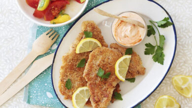 Raie douce panée parmesan, mayonnaise harissa