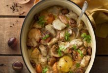 Blanquette de veau patates douces, carottes châtaignes