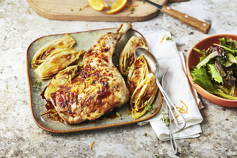 Épaule de chevreau oranges endives braisées