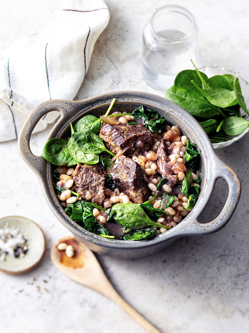 Mijoté de bœuf épinards haricots blancs 