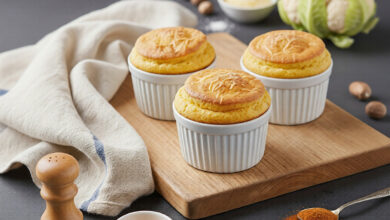 Mini-soufflés dorés chou-fleur emmental