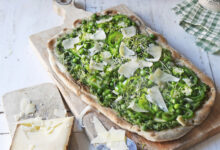 Pinsa légumes verts - pesto maison Comté