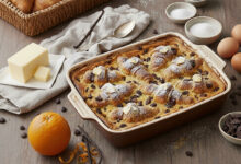 Pudding rustique croissants chocolatés