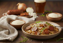 Risotto rustique chorizo bière ambrée